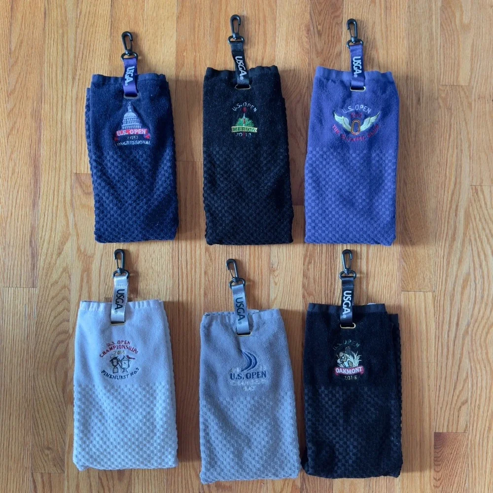 6 U.S. OPEN Golf Towels 2011-2016‎ USGA MEMBER Cloth Clip Oakmont Chambers Bay